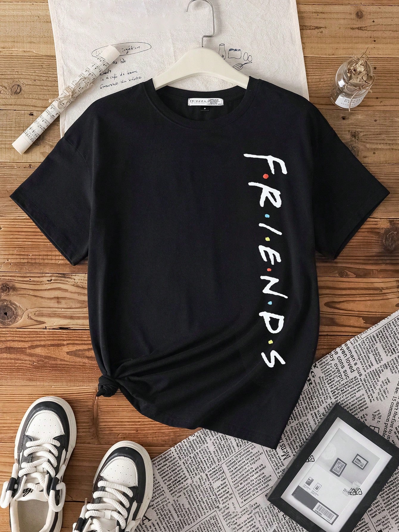 FRIENDS X Casual Loose Round Neck Short Sleeve Women T-Shirt, Suitable For Summer Suitable For Going Out