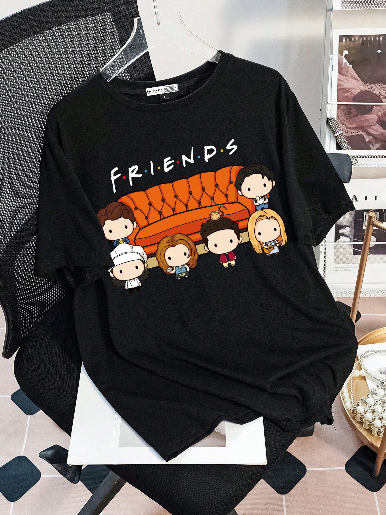 FRIENDS X Casual Loose Round Neck Short Sleeve Women T-Shirt, Suitable For Summer Suitable For Going Out