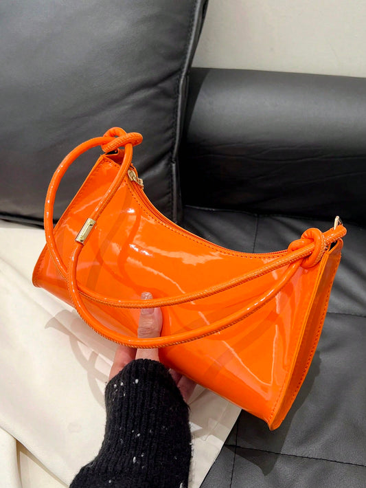 FRIFUL Spring/Summer New Smooth Chain Underarm Bag, Handbag, Shoulder Bag For Teenage Girls, Female College Students, Fashion Retro Zipper Bag, Suitable For Office, Work, Business, Commuting Women
