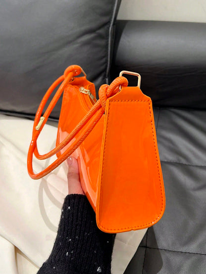 FRIFUL Spring/Summer New Smooth Chain Underarm Bag, Handbag, Shoulder Bag For Teenage Girls, Female College Students, Fashion Retro Zipper Bag, Suitable For Office, Work, Business, Commuting Women