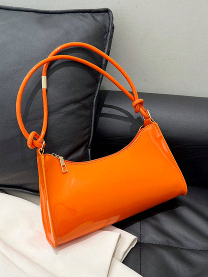 FRIFUL Spring/Summer New Smooth Chain Underarm Bag, Handbag, Shoulder Bag For Teenage Girls, Female College Students, Fashion Retro Zipper Bag, Suitable For Office, Work, Business, Commuting Women