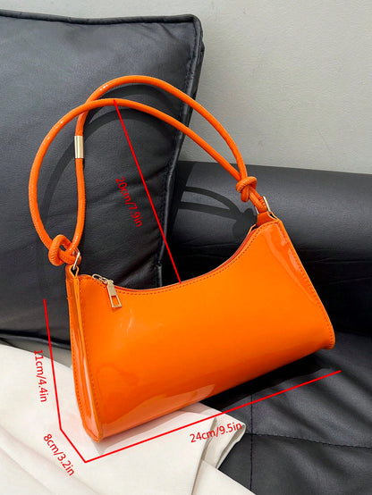FRIFUL Spring/Summer New Smooth Chain Underarm Bag, Handbag, Shoulder Bag For Teenage Girls, Female College Students, Fashion Retro Zipper Bag, Suitable For Office, Work, Business, Commuting Women