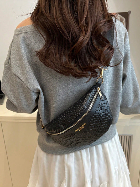 FRIFUL Women's Solid Color PU Leather Waist Bag, Retro Fashion Chest Bag, Underarm Bag, Spring/Summer New Casual One Shoulder Crossbody Small Bag, Versatile Minimalist Chest Bag