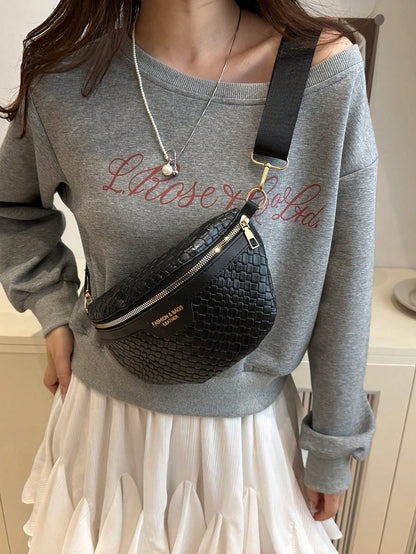 FRIFUL Women's Solid Color PU Leather Waist Bag, Retro Fashion Chest Bag, Underarm Bag, Spring/Summer New Casual One Shoulder Crossbody Small Bag, Versatile Minimalist Chest Bag