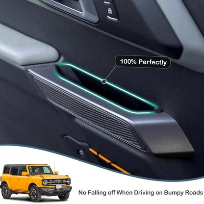 Front Door Handle Storage Organizer For F/O/R/D Bronco 2021 2022 2023 2024 Car Interior Accessories, ABS Front Door Side Armrest Phone Pocket Organizer Insert Glove Pallet 2PCS (Update Handle Tray 4PC