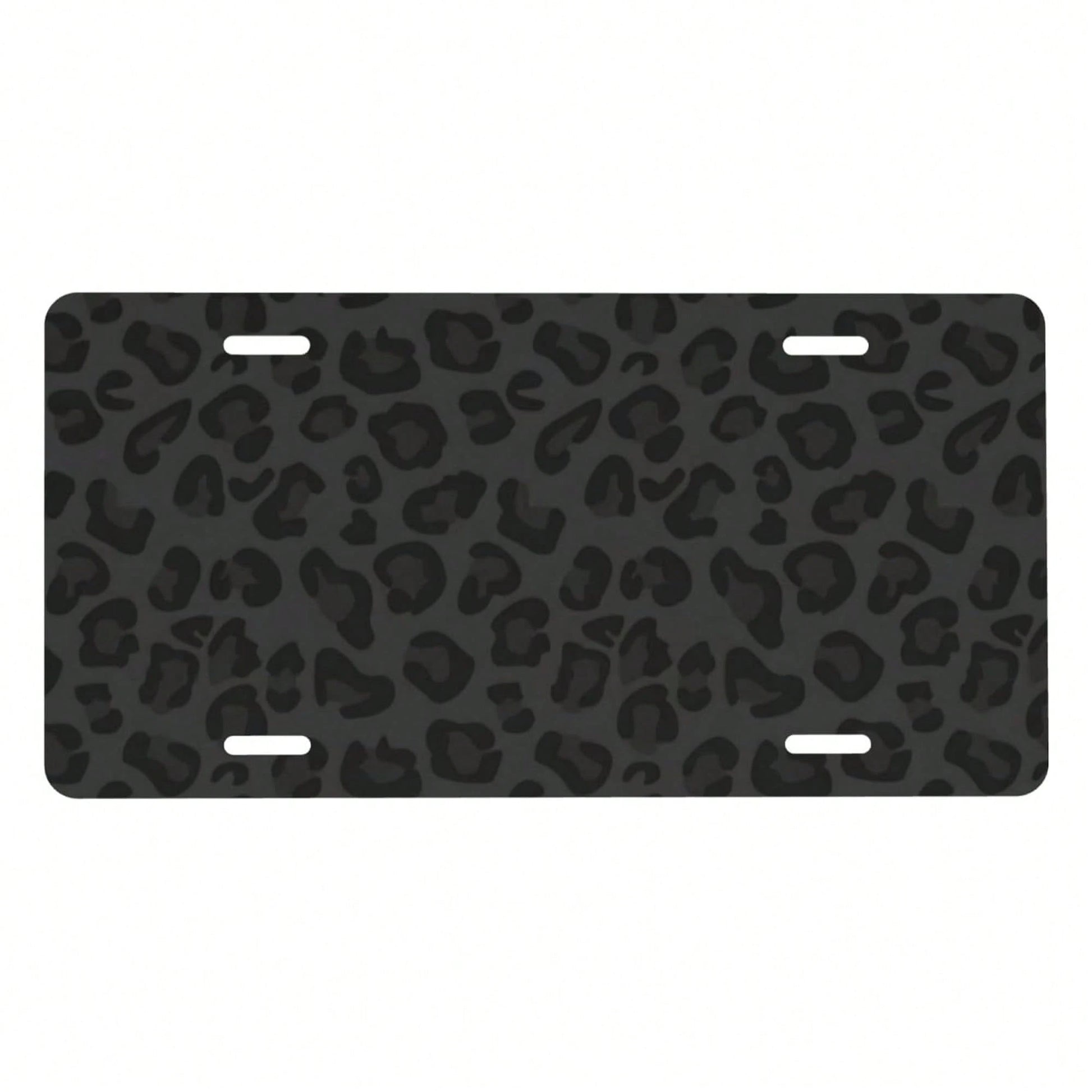Front License Plate Cover – Aluminum Metal Car Accessory, Rust-Proof Novelty Vanity Tag Decor For Men & Women, 6x12 With 4 Holes- 043 Black Leopard