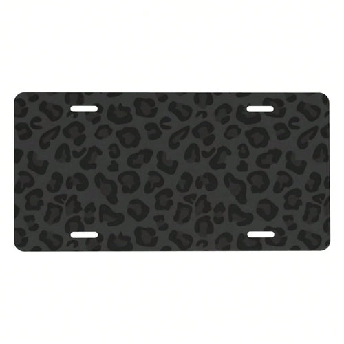 Front License Plate Cover – Aluminum Metal Car Accessory, Rust-Proof Novelty Vanity Tag Decor For Men & Women, 6x12 With 4 Holes- 043 Black Leopard