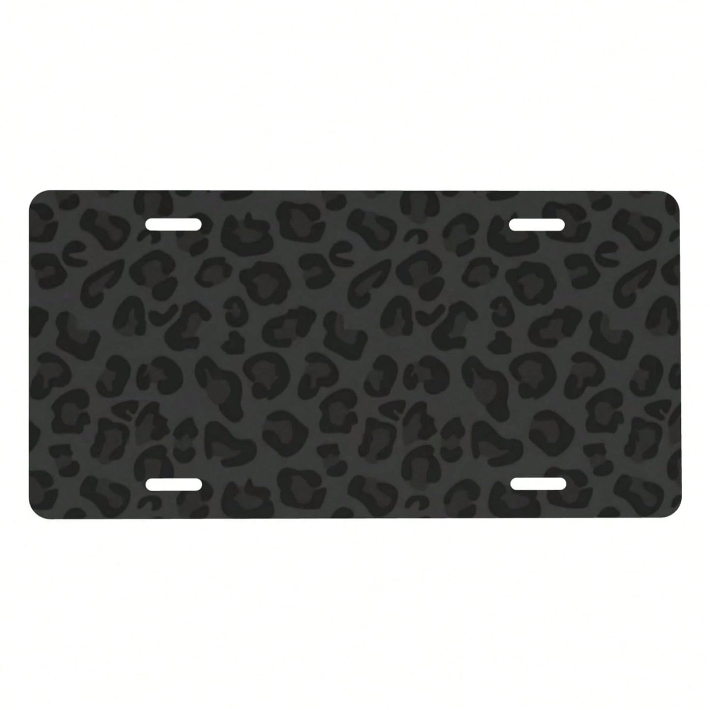 Front License Plate Cover – Aluminum Metal Car Accessory, Rust-Proof Novelty Vanity Tag Decor For Men & Women, 6x12 With 4 Holes- 043 Black Leopard