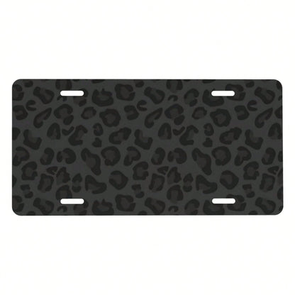 Front License Plate Cover – Aluminum Metal Car Accessory, Rust-Proof Novelty Vanity Tag Decor For Men & Women, 6x12 With 4 Holes- 043 Black Leopard