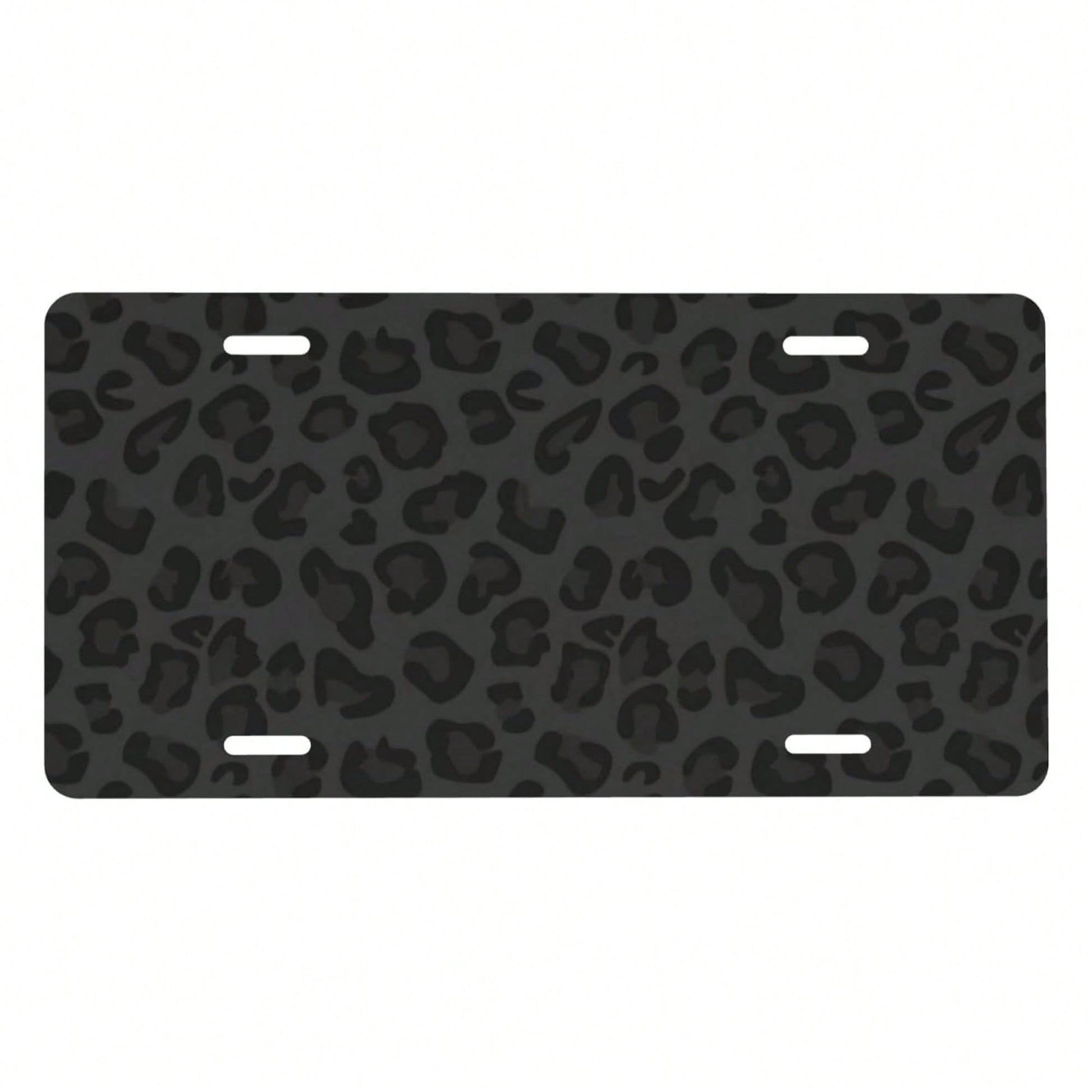 Front License Plate Cover – Aluminum Metal Car Accessory, Rust-Proof Novelty Vanity Tag Decor For Men & Women, 6x12 With 4 Holes- 043 Black Leopard