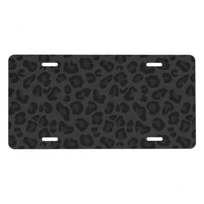 Front License Plate Cover – Aluminum Metal Car Accessory, Rust-Proof Novelty Vanity Tag Decor For Men & Women, 6x12 With 4 Holes- 043 Black Leopard