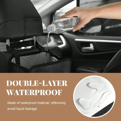 FSTURIOS Car Trash Can, Bling Rhinestone Crystal Waterproof Hanging Garbage Bag For Car Interior, Oxford Leakproof Foldable Waste Organizer Trash Bin Universal For Most Vehicles (Black)