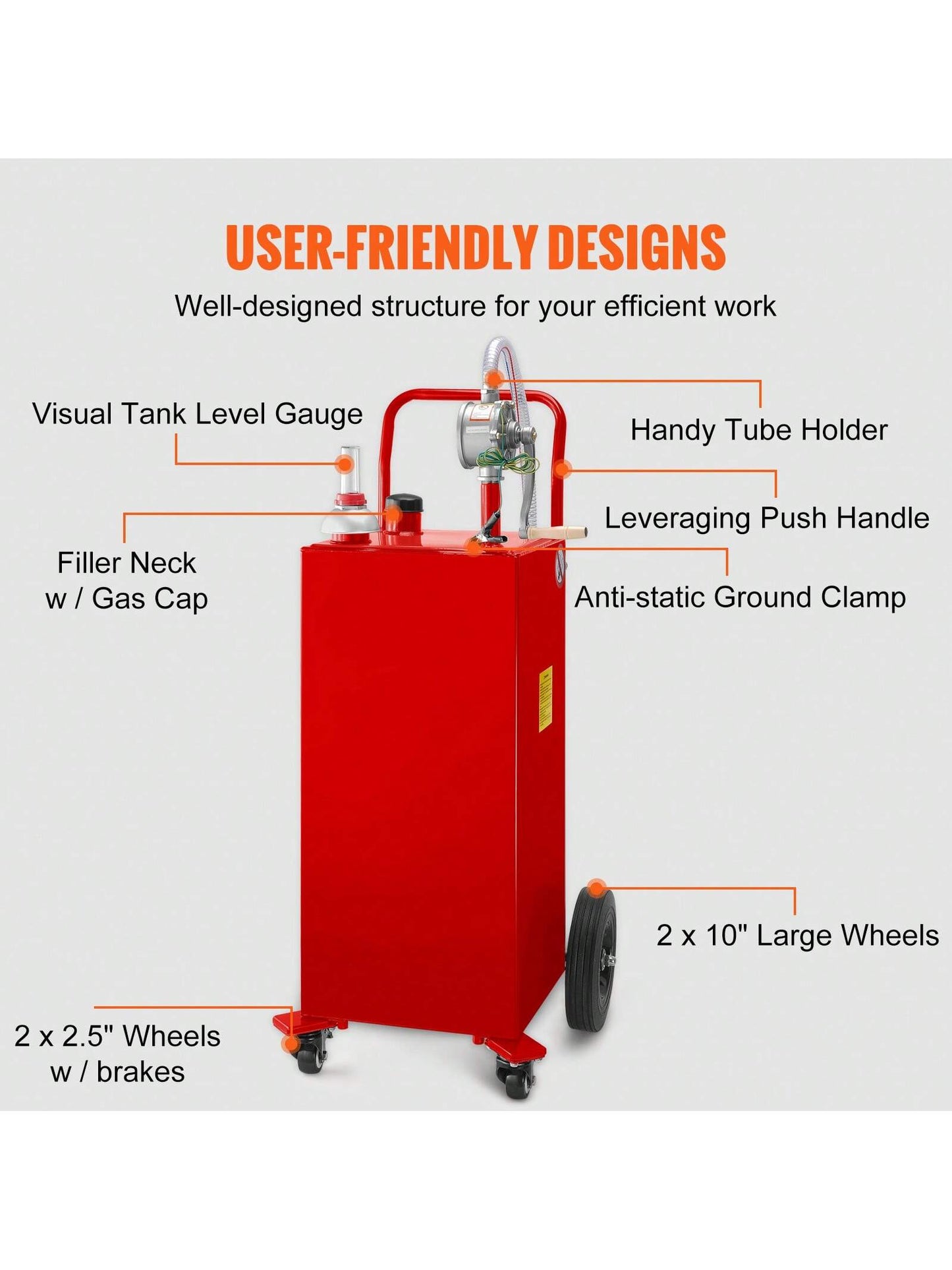 Fuel Caddy, 30 Or 35 Gallon, Gas Storage Tank On 2 Or 4 Wheels, With Manuel Transfer Pump, Gasoline Fuel Container For Cars, Lawn Mowers, ATVs, Boats, More, Red/Yellow/Blue/Black