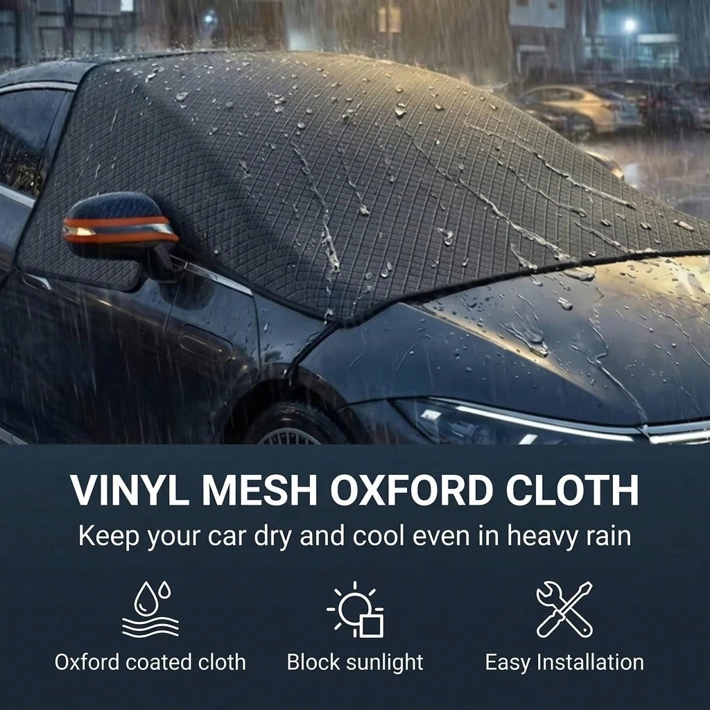 Full Coverage Car Windshield Sun Shade Cover, Foldable Front Window Sunshield With Mirror Straps & S-Hook Fastening, UV Protection Heat Insulation, Blocks UV Rays, Reduces Heat Build-Up, Protects Dash