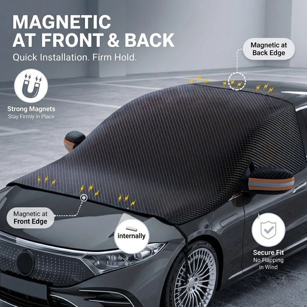 Full Coverage Car Windshield Sun Shade Cover, Foldable Front Window Sunshield With Mirror Straps & S-Hook Fastening, UV Protection Heat Insulation, Blocks UV Rays, Reduces Heat Build-Up, Protects Dash