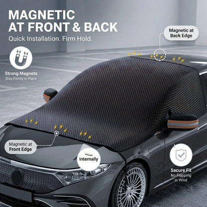 Full Coverage Car Windshield Sun Shade Cover, Foldable Front Window Sunshield With Mirror Straps & S-Hook Fastening, UV Protection Heat Insulation, Blocks UV Rays, Reduces Heat Build-Up, Protects Dash