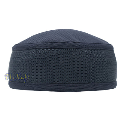 Full Dark Blue Madun Vented Top Pliable Two-Color Round Kufi Hat