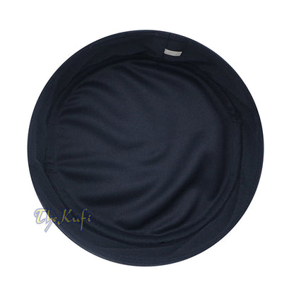Full Dark Blue Madun Vented Top Pliable Two-Color Round Kufi Hat