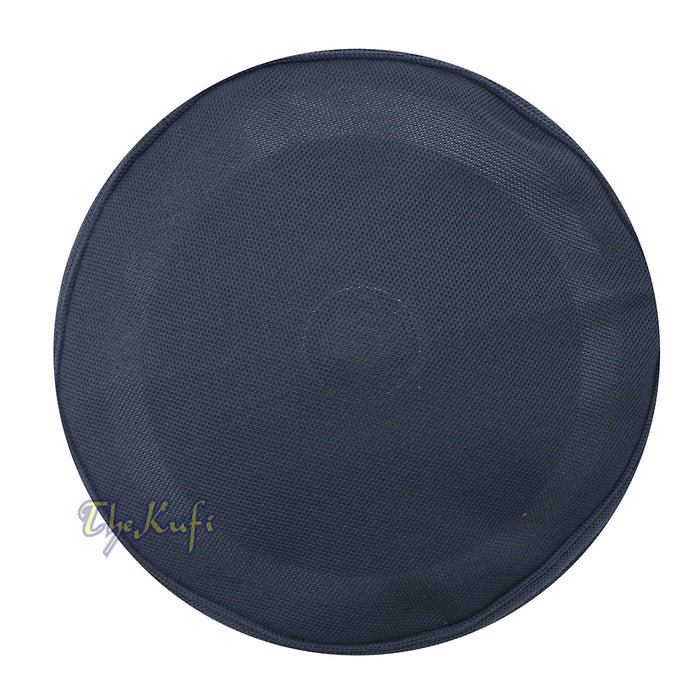 Full Dark Blue Madun Vented Top Pliable Two-Color Round Kufi Hat
