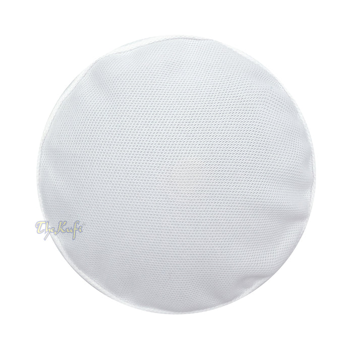 Full White Madun Vented Top Pliable Round Kufi Hat