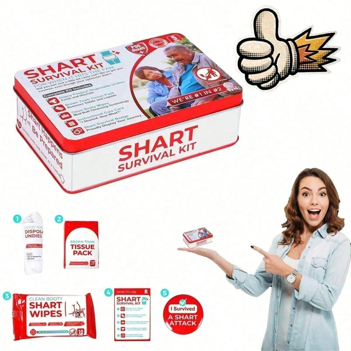 Funny Shart Survival Kit,Ultimate Poop Prank Gag Gift Set Includes Wet Drinks, Fabrics And Funny Brand. Novelty Potty Gag Gifts And Novelty Pack Perfect For Friends Or Family