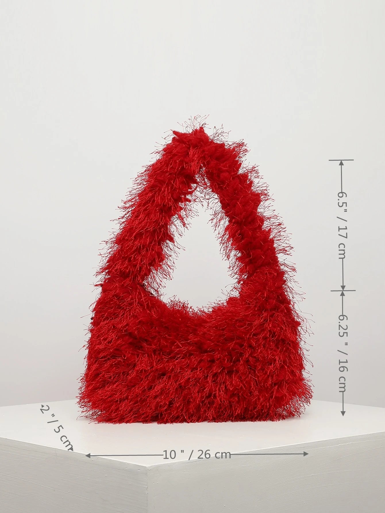 Fuzzy, Soft, Plush Neon Red Fluffy Hobo Bag For Girls, Women, College Students, Rookies & White-Collar Workers For Work, Office, Commute, For Autumn & Winter, Warm Winter, Outdoors, For Party, Prom, W