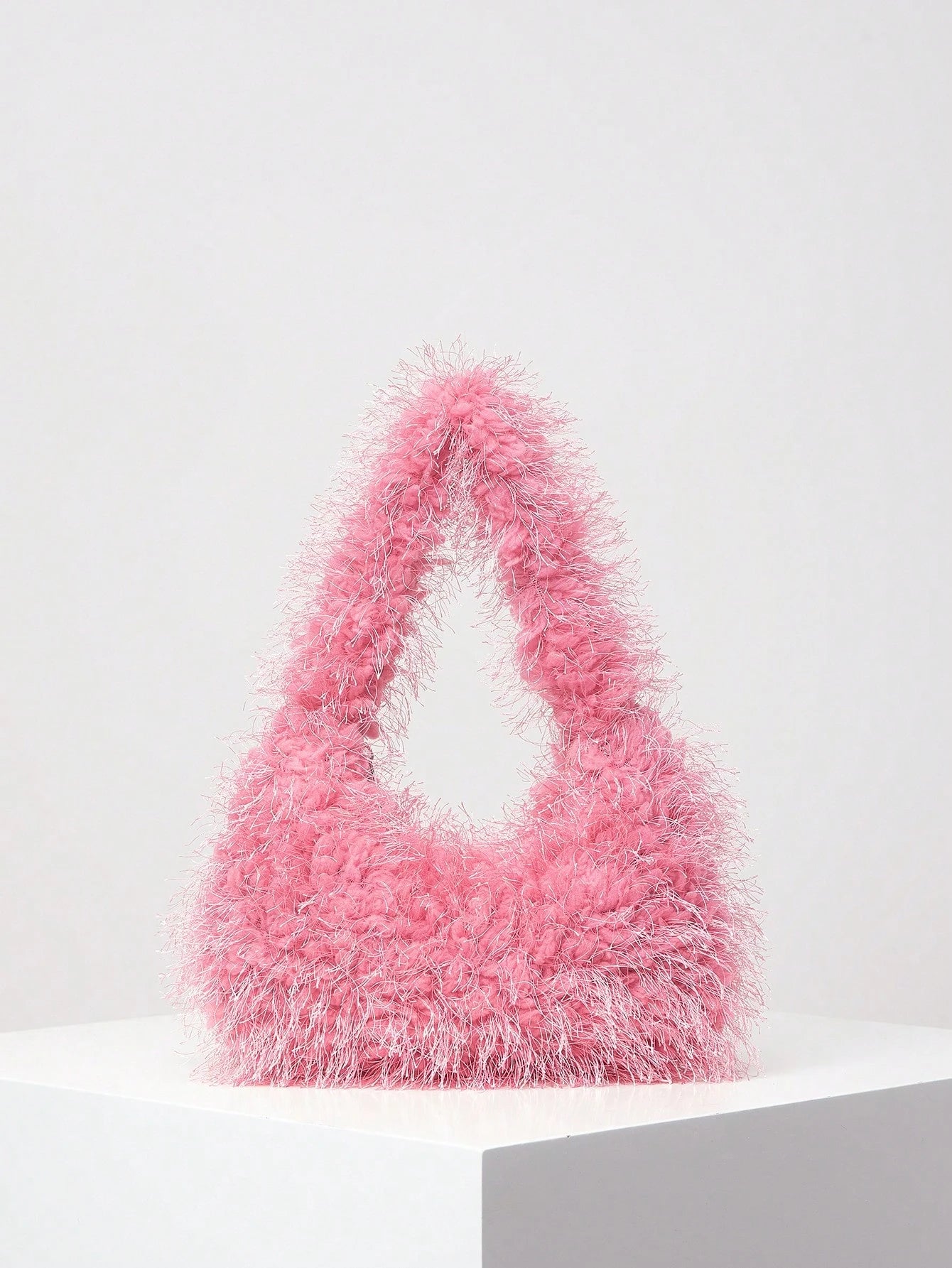 Fuzzy, Soft, Plush Neon Red Fluffy Hobo Bag For Girls, Women, College Students, Rookies & White-Collar Workers For Work, Office, Commute, For Autumn & Winter, Warm Winter, Outdoors, For Party, Prom, W