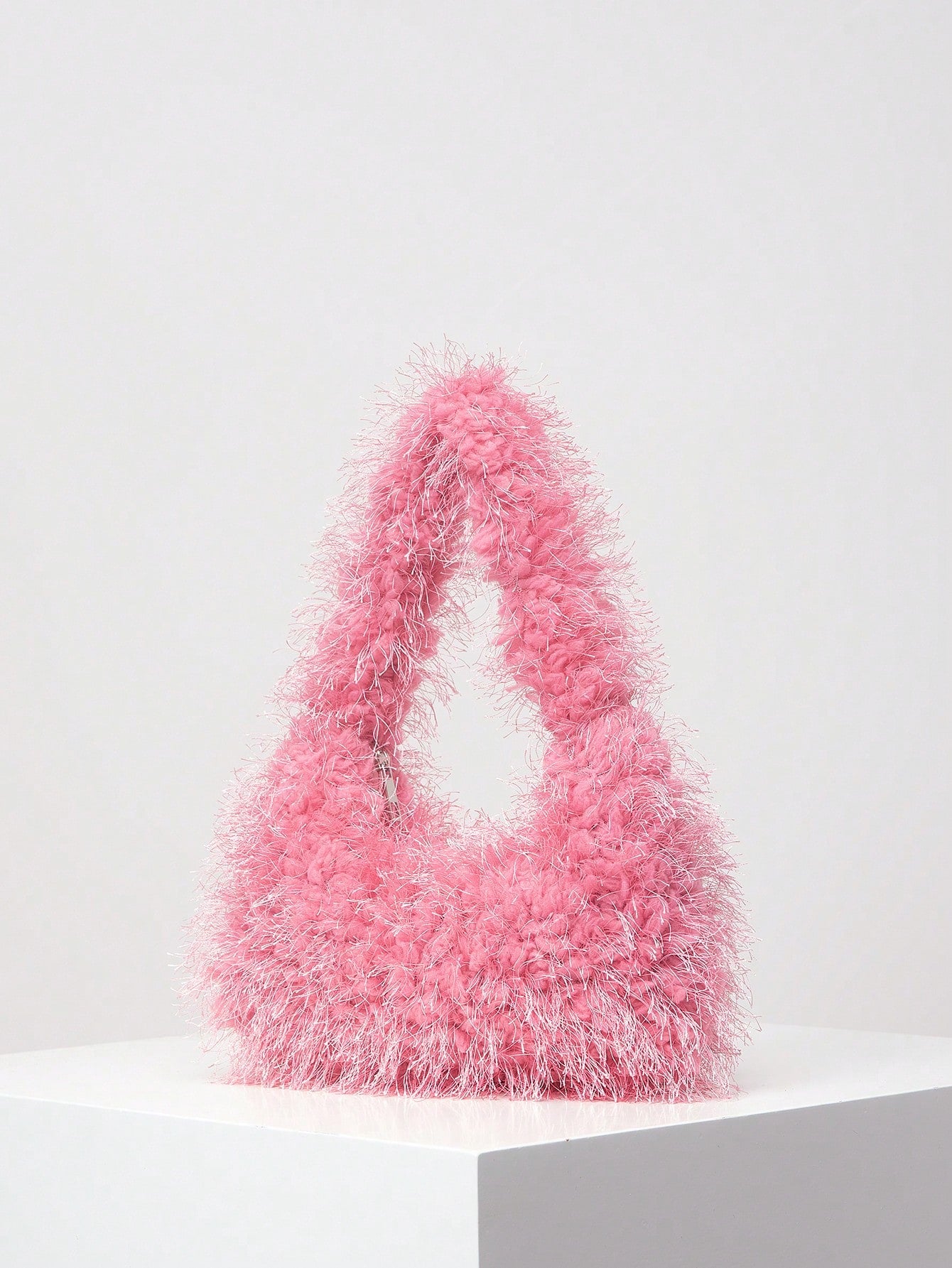 Fuzzy, Soft, Plush Neon Red Fluffy Hobo Bag For Girls, Women, College Students, Rookies & White-Collar Workers For Work, Office, Commute, For Autumn & Winter, Warm Winter, Outdoors, For Party, Prom, W