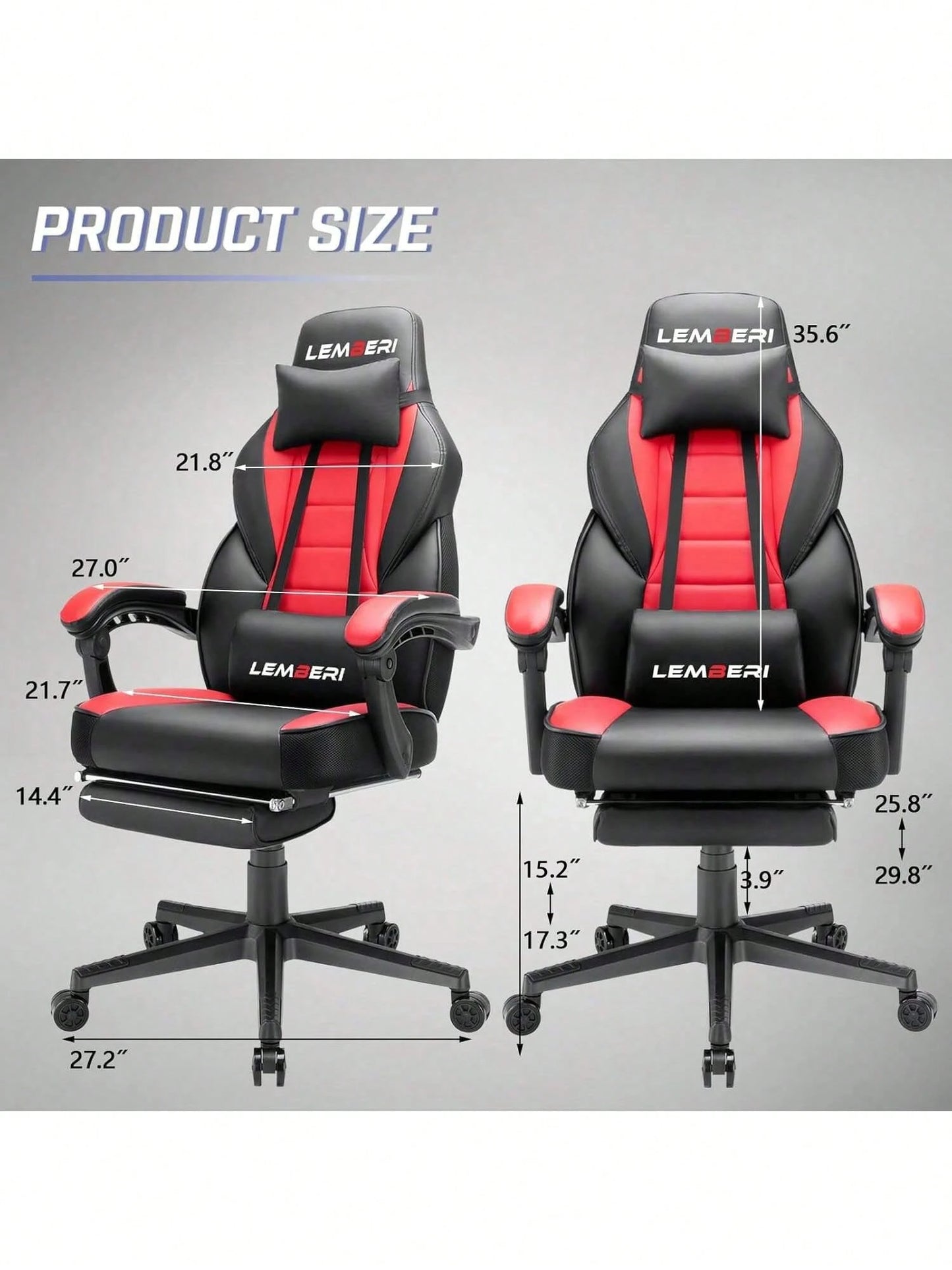 Gaming Chair With Massage, Ergonomic Heavy Duty Design, Gamer Chair With Footrest And Lumbar Support, High Back Office Chair, Big And Tall Gaming Computer Chair, Red
