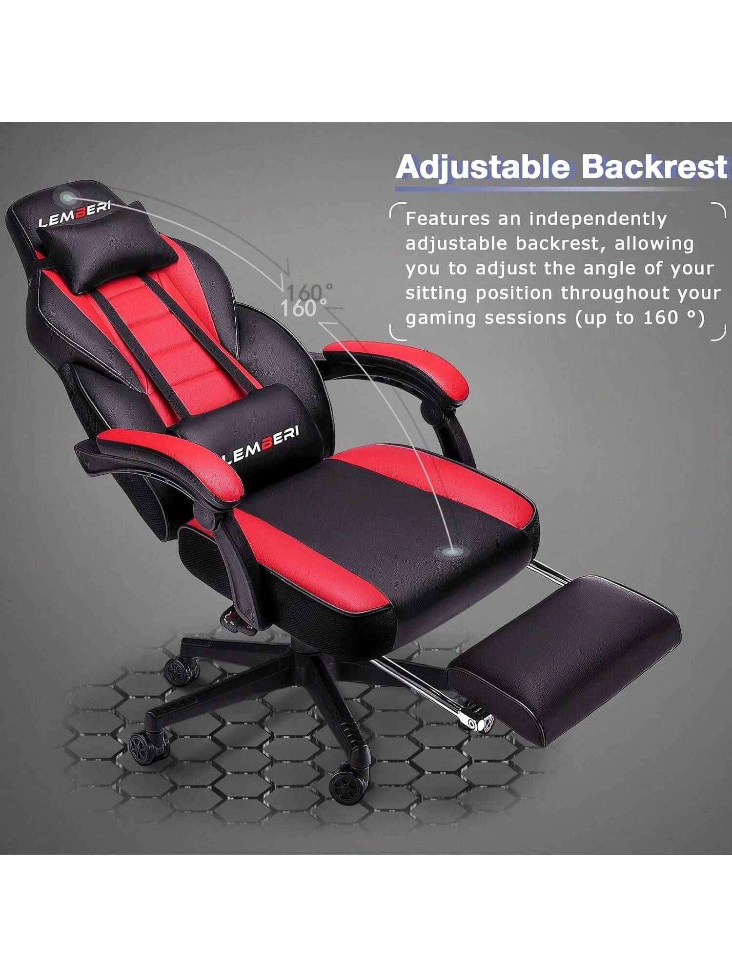 Gaming Chair With Massage, Ergonomic Heavy Duty Design, Gamer Chair With Footrest And Lumbar Support, High Back Office Chair, Big And Tall Gaming Computer Chair, Red