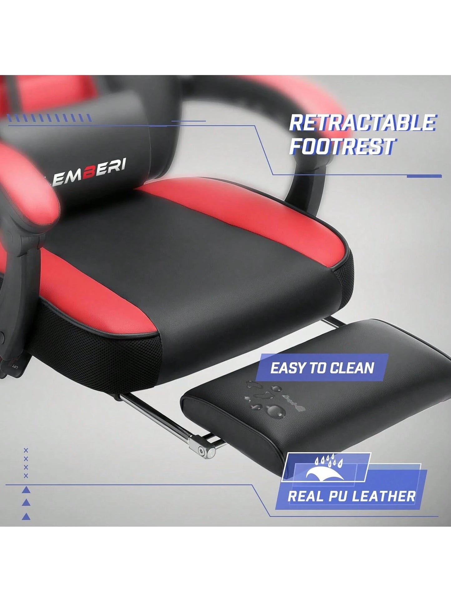 Gaming Chair With Massage, Ergonomic Heavy Duty Design, Gamer Chair With Footrest And Lumbar Support, High Back Office Chair, Big And Tall Gaming Computer Chair, Red