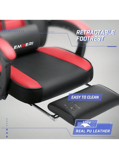 Gaming Chair With Massage, Ergonomic Heavy Duty Design, Gamer Chair With Footrest And Lumbar Support, High Back Office Chair, Big And Tall Gaming Computer Chair, Red