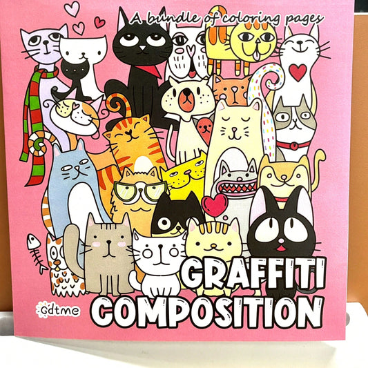 GDTME Composition Doodle: Fun And Relaxing Coloring Book For Adults And Children, Image Fusion, Suitable For ADHD, Focus Training, 24 Pages, Perfect As A Birthday Gift, Or For Back To School, Christma
