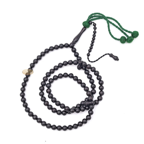 Genuine Black Kuka Tasbihs with Green Yarn Stops Choose Sizes 5.5 to 7mm