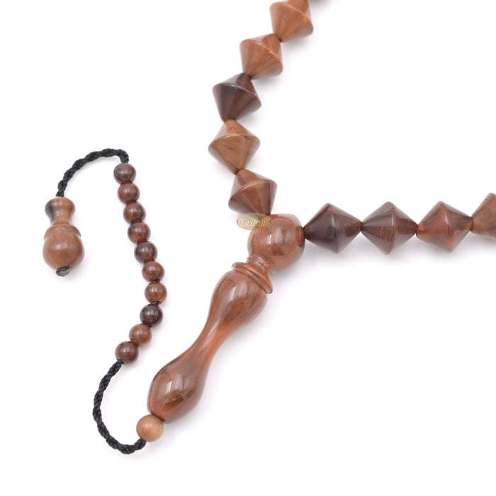 Genuine Kuka Double Cone 99 Bead Muslim Prayer Tasbih Brown Choose Sizes 6.5 to 10mm