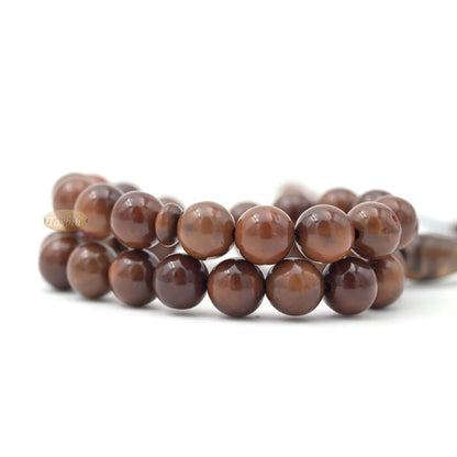 Genuine Natural Brown Kuka Misbaha - 33ct Round Beads Choose sizes 7.5 to 12mm