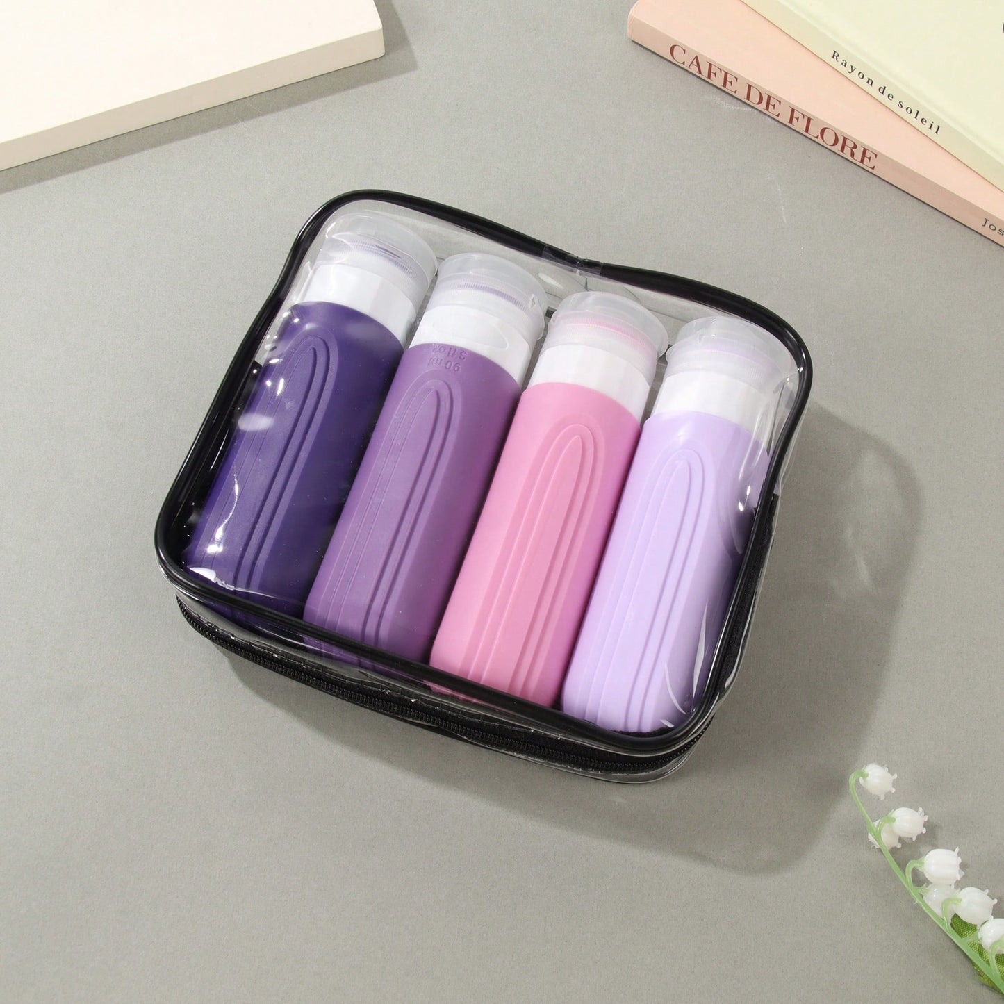 GGGold 4 Piece, Refillable Travel Bottle Dispenser For Nail Polish Remover, Toner And Makeup Remover, Dome Design, Hand Wash Only, Reusable, Makeup Remover Bottle,Travel Essential[4pcs]
