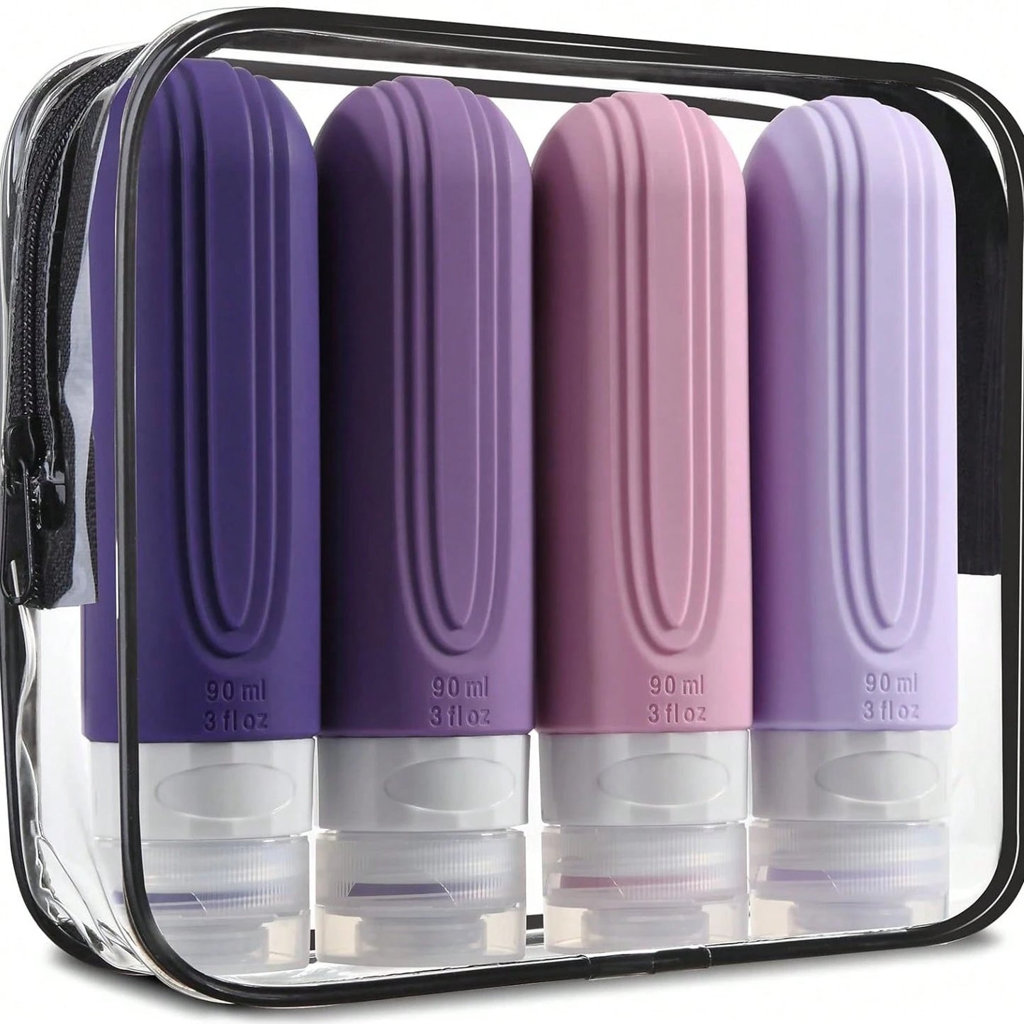 GGGold 4 Piece, Refillable Travel Bottle Dispenser For Nail Polish Remover, Toner And Makeup Remover, Dome Design, Hand Wash Only, Reusable, Makeup Remover Bottle,Travel Essential[4pcs]