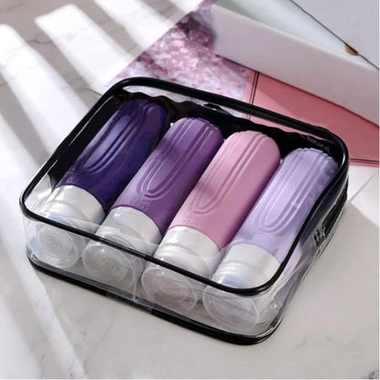 GGGold 4 Piece, Refillable Travel Bottle Dispenser For Nail Polish Remover, Toner And Makeup Remover, Dome Design, Hand Wash Only, Reusable, Makeup Remover Bottle,Travel Essential[4pcs]
