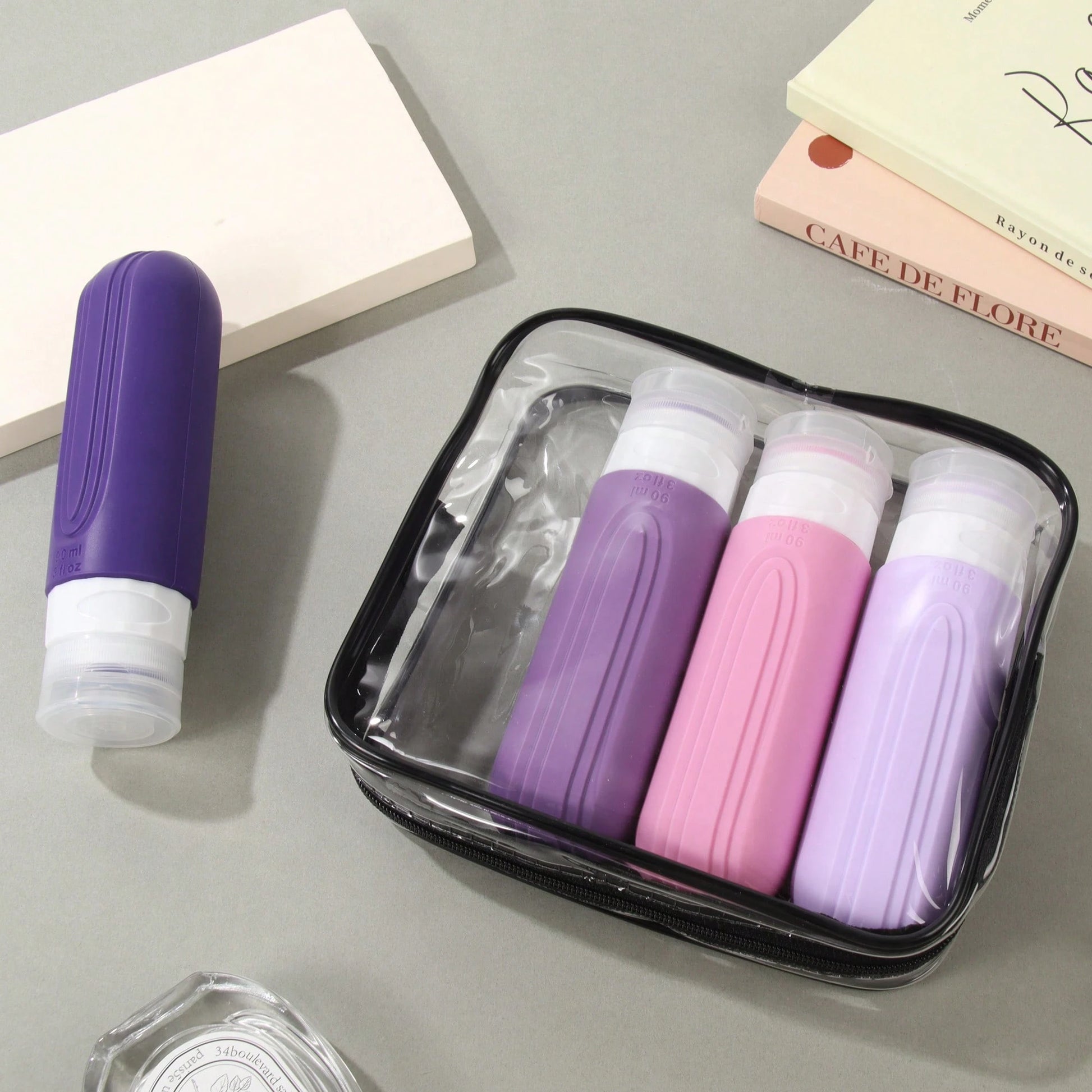 GGGold 4 Piece, Refillable Travel Bottle Dispenser For Nail Polish Remover, Toner And Makeup Remover, Dome Design, Hand Wash Only, Reusable, Makeup Remover Bottle,Travel Essential[4pcs]