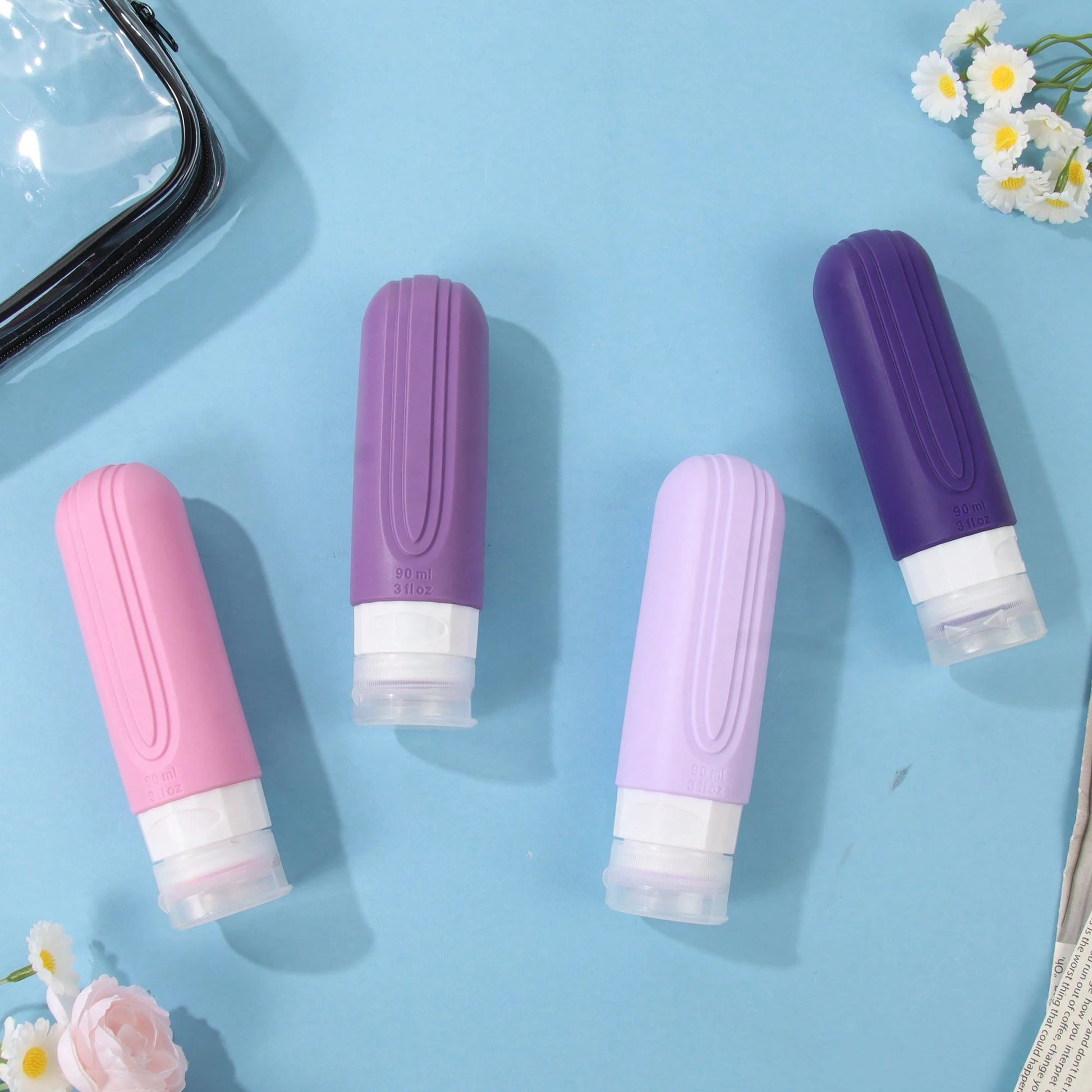 GGGold 4 Piece, Refillable Travel Bottle Dispenser For Nail Polish Remover, Toner And Makeup Remover, Dome Design, Hand Wash Only, Reusable, Makeup Remover Bottle,Travel Essential[4pcs]
