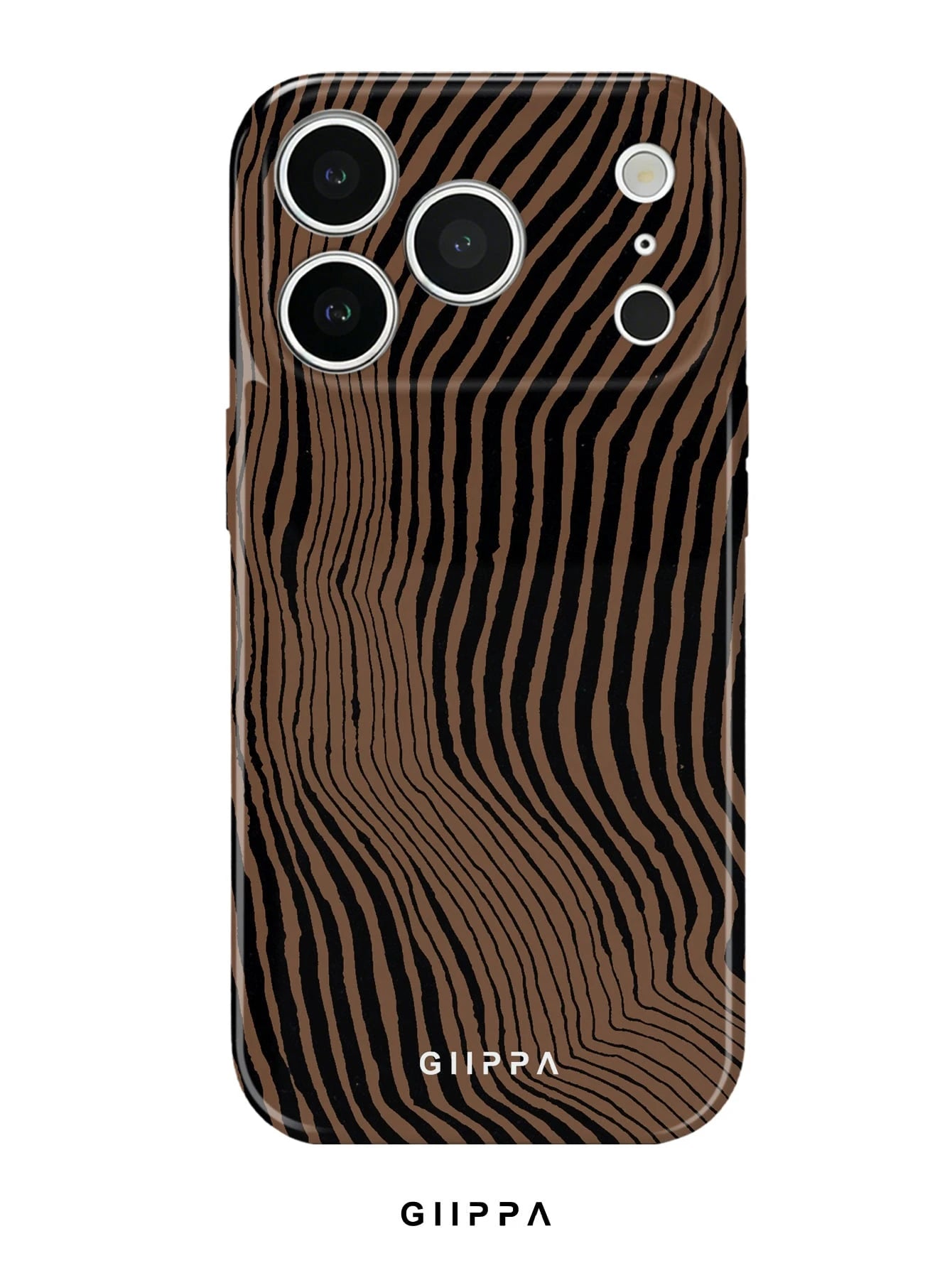 GIIPPA 1pc Beige Background With Black Asymmetric Zebra Pattern Design, Phone 17 Pro Max Phone Case, Compatible With Phone 16 Pro Max, 15 Pro Max, 14 Pro Max, Korean Style High-End Fashion Fun Phone C