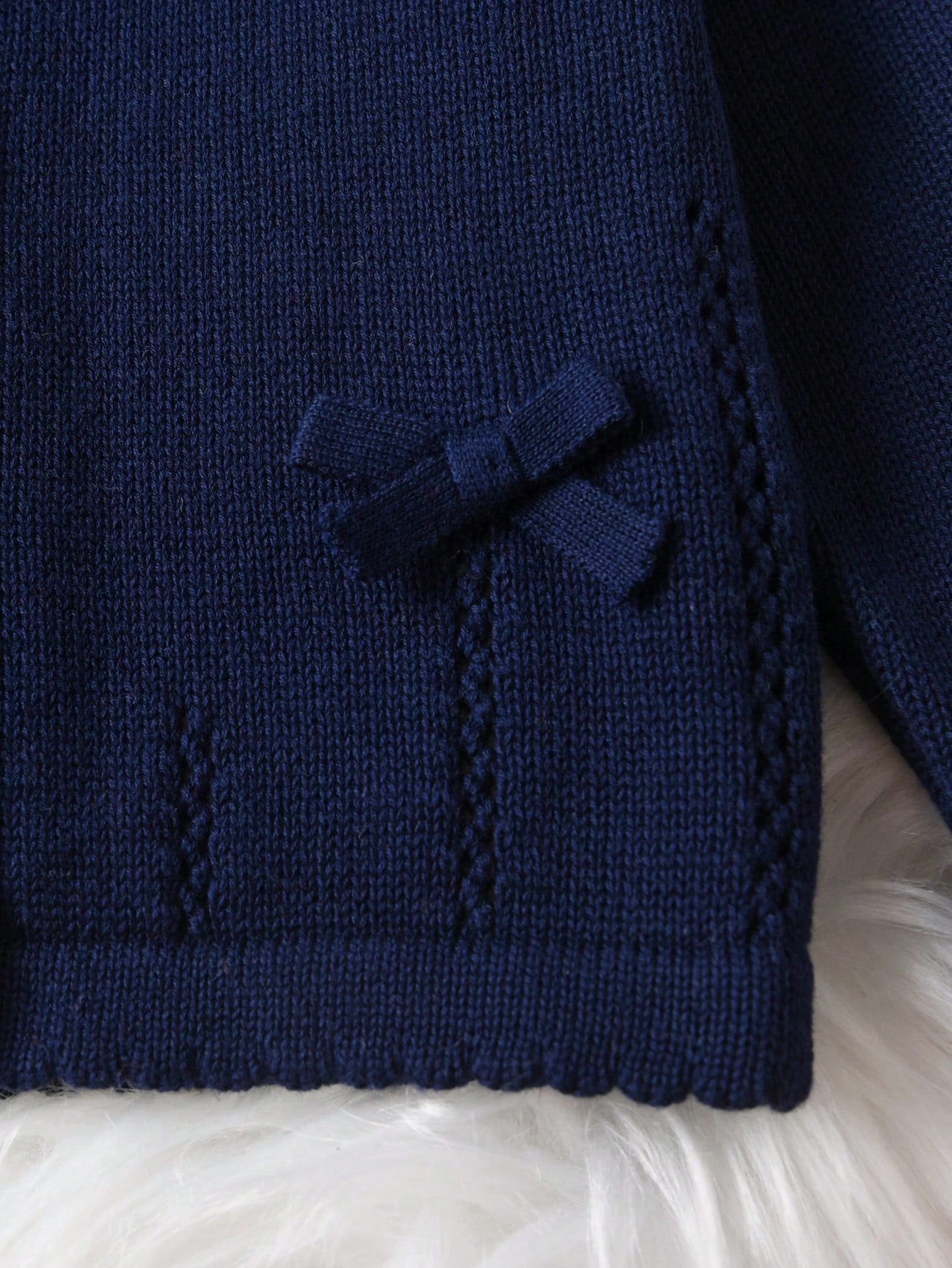 Girls & Baby Girls Solid Color Bow Round Neck Cardigan, Cute For Casual Vacation, Suitable For Spring, Autumn And Winter