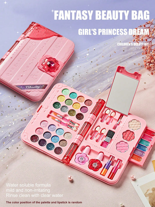 Girls Plastic Makeup Gift Set: Pink Notebook, Plastic Makeup Toy Box. Toy Gift (Color/Placement Random)