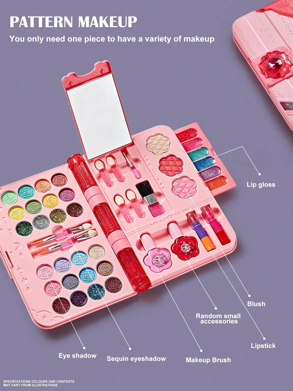 Girls Plastic Makeup Gift Set: Pink Notebook, Plastic Makeup Toy Box. Toy Gift (Color/Placement Random)
