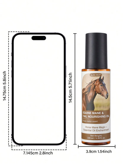 GJYC PET Horse Mane And Tail Nourishing Oil – Strengthens, Repairs Split Ends & Adds Shine – 5 Essential Oils Blend With Jojoba, Coconut, Olive, Grape Seed & Sweet Almond – Leave-In Conditioning Treat