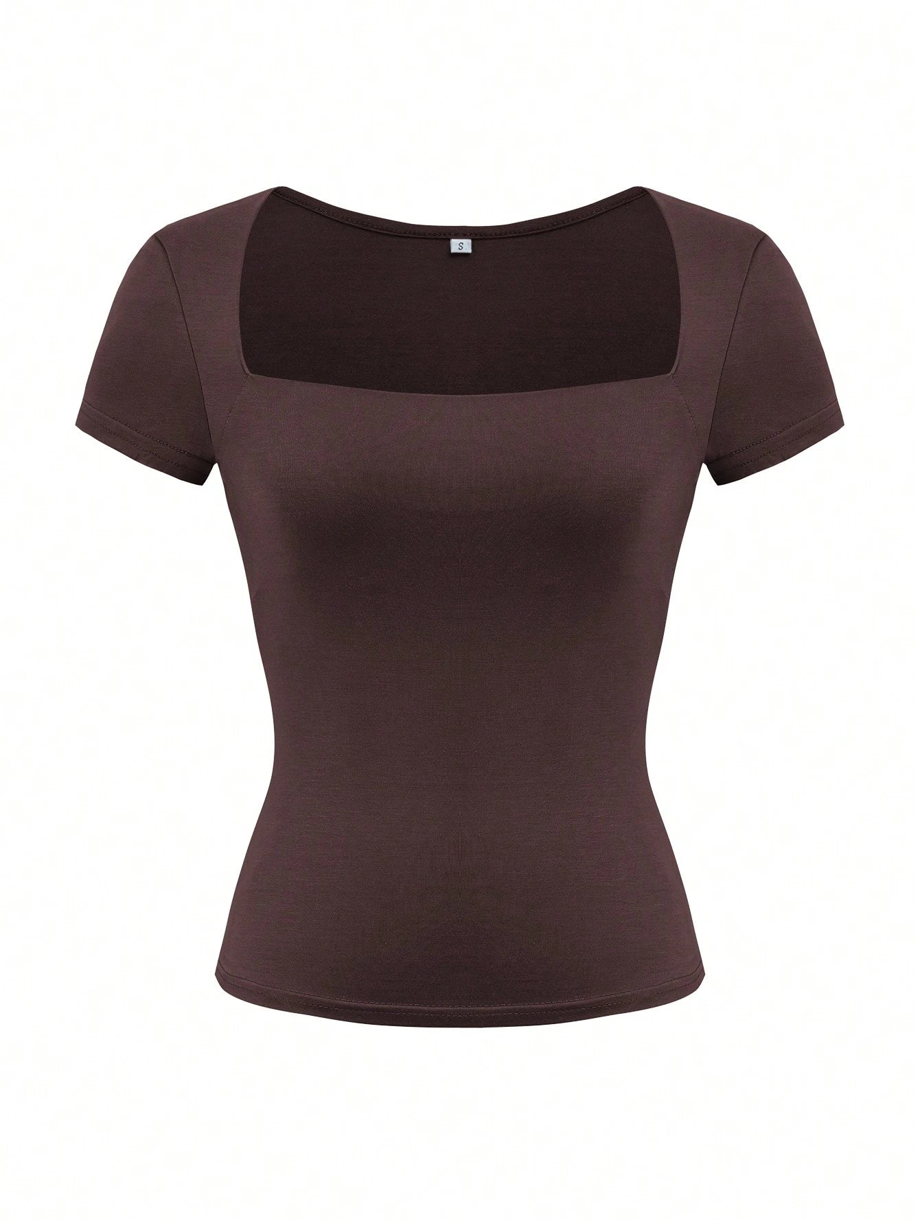 GLAMSKIN Women's Summer/Autumn Basic Solid Color Square Neck Short Sleeve Cropped T-Shirt, Y2K Sexy Slim Fit Casual Top, Back To School/Outing/Daily/Streetwear