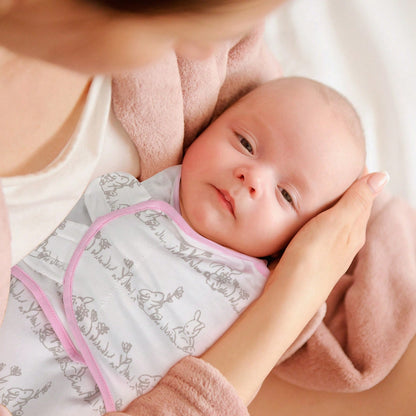 Gllquen Baby Organic Cotton Swaddle Blankets 4-Pack For 0-3 Months Newborn Girls, Pink Floral