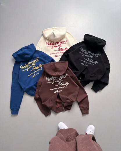 Global Soon Zip-Up Hoodie Black