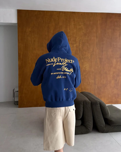 Global Soon Zip-Up Hoodie Blue